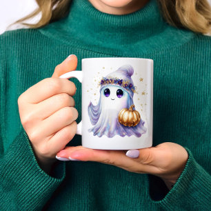 Cute Lavendar Lila Ghost Halloween Spooky Bougie Kaffemugg