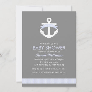 Cute Lavender Anchor Nautical Theme Baby Shower Inbjudningar