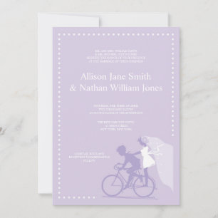 CUTE Lavender Bicycle Couple bröllopsinbjudning Inbjudningar