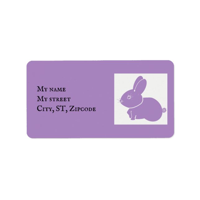 Cute Lavender Bunny Rabbit-etikett Adressetikett (Framsidan)
