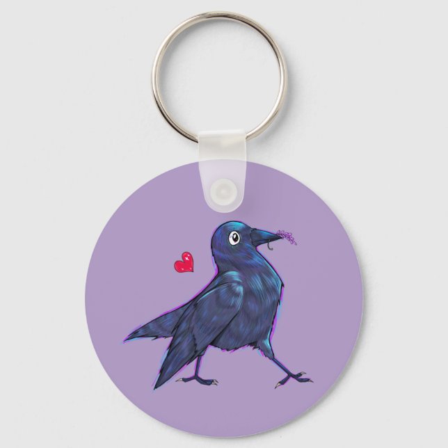 Cute Lavender Crow Nyckelring (Framsida)