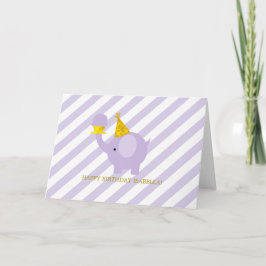 Cute Lavender Elephant Birthday Tack Kort