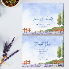 Cute Lavender Fält Landskap Bröllop Tack Vykort