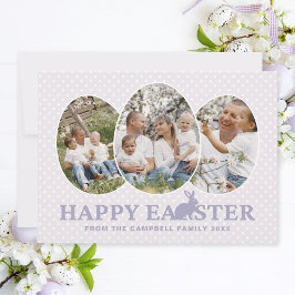 Cute Lavender-familjens fotoport för kanin-Påsk Julkort