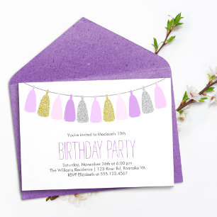 Cute Lavender Garland Flick kalas Inbjudningar