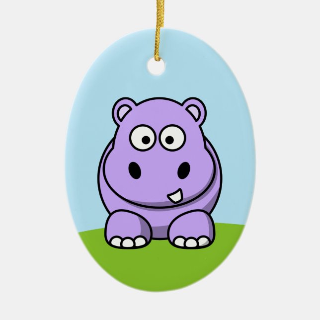 Cute Lavender Hippo Julgransprydnad Keramik (Framsidan)