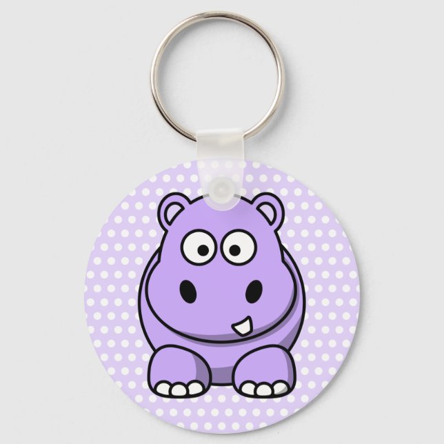 Cute Lavender Hippo Nyckelring (Framsida)