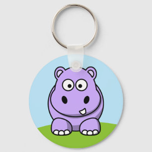 Cute Lavender Hippo Nyckelring