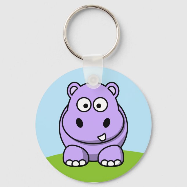 Cute Lavender Hippo Nyckelring (Framsida)