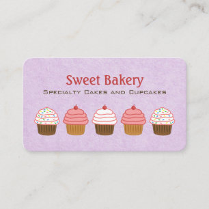 Cute Lavender Lila Cupkaka Bakery Visitkort