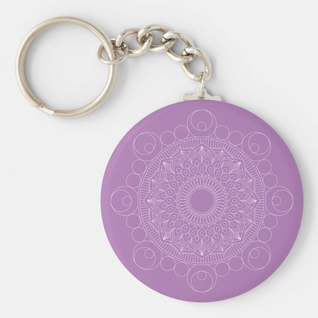 Cute Lavender Lila Mandala v2 Keychain Nyckelring (Framsidan)