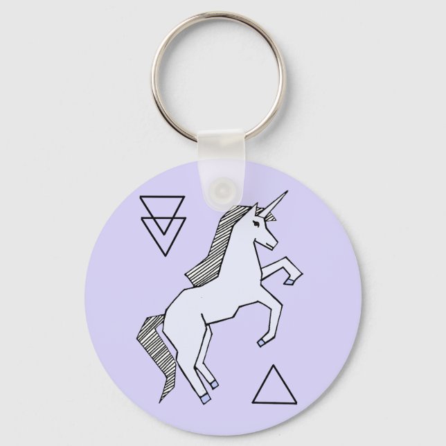 Cute Lavender Lila Unicorn Keychain Nyckelring (Framsida)