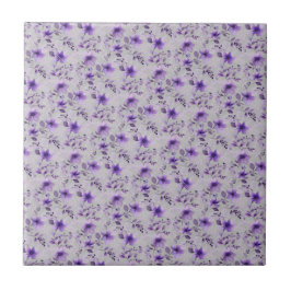 Cute lavender mönster, vattenfärglös grått kakelplatta