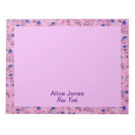 Cute lavender mönster vattenfärgsblomma rosa anteckningsblock