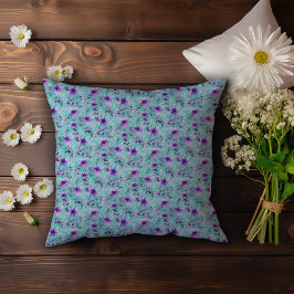 Cute lavender mönster vattenfärgssolrosfärgstest kudde