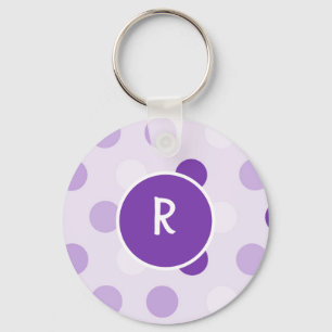 Cute Lavender och Lila Polka dots Nyckelring