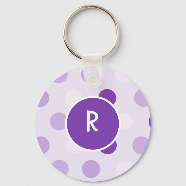 Cute Lavender och Lila Polka dots Nyckelring (Framsida)