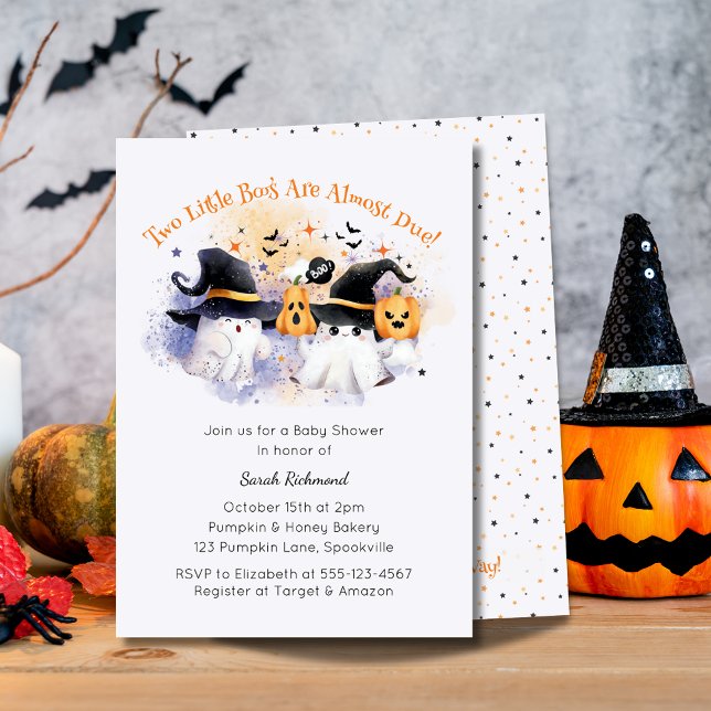 Cute lavender Watercolor Twillingars Ghost Baby Sh Inbjudningar (Skapare uppladdad)