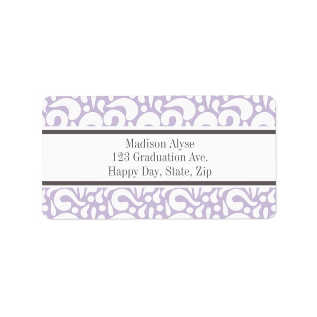 Cute Lavender White Abstrakt Swirls Adressetikette Adressetikett (Framsidan)