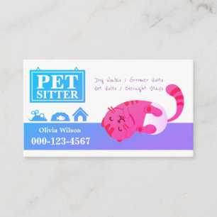 Cute Lazy Baby Cat Pet Sitta Service #2 Visitkort