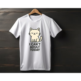 Cute Lazy Cat – “I Can’t Adult Today” T Shirt