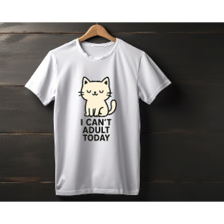 Cute Lazy Cat – “I Can’t Adult Today” T Shirt