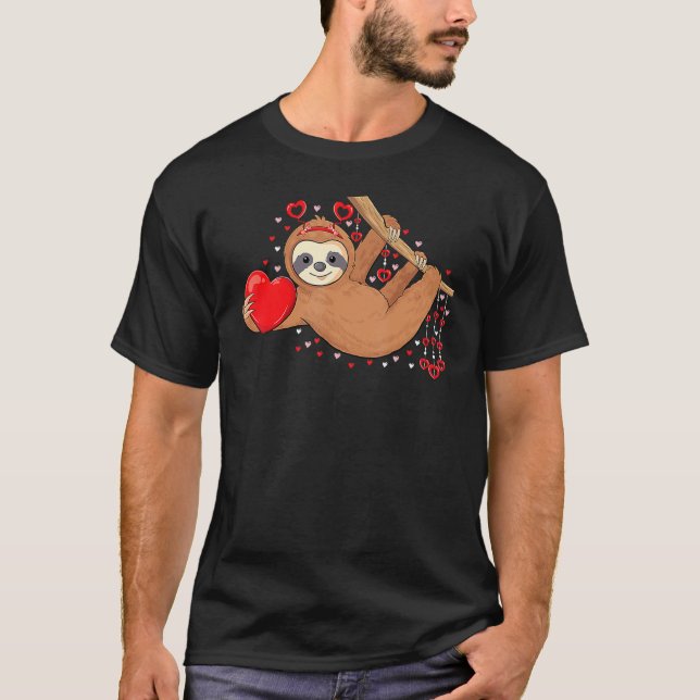Cute lazy långsam slutning som håller kärlek i hjä t shirt (Framsida)