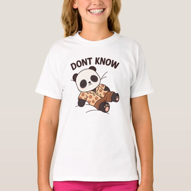 Cute Lazy Panda Funny Quote - Know Mood T Shirt (Framsida)