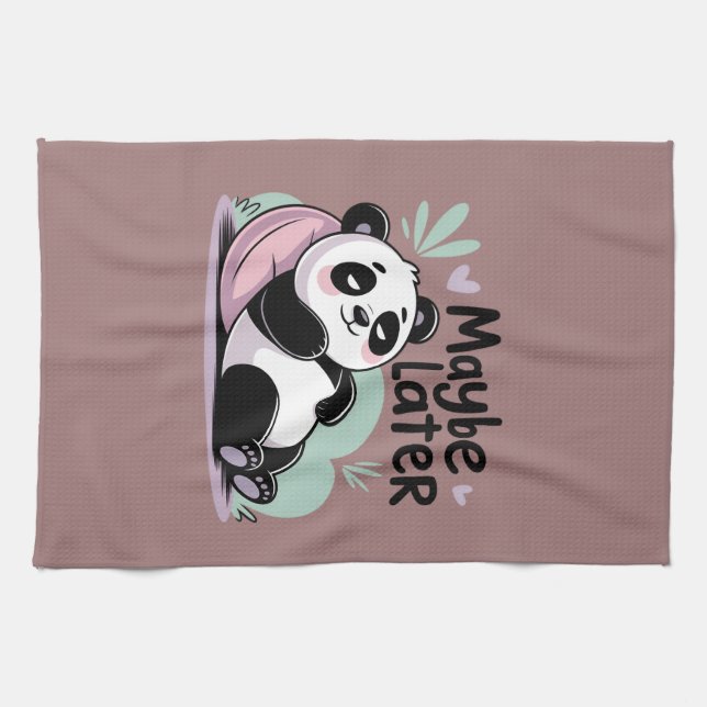 Cute Lazy Panda – “Maybe Later” Relaxing Panda Kökshandduk (Horisontell)