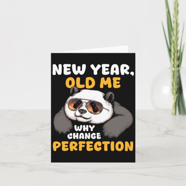 Cute Lazy Panda New Year Old Me 2026 Funny Sarcast Kort (Framsida)