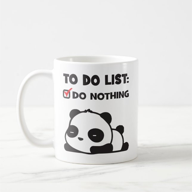 Cute Lazy Panda - to do list - INGET - Lustigt Kaffemugg (Vänster)