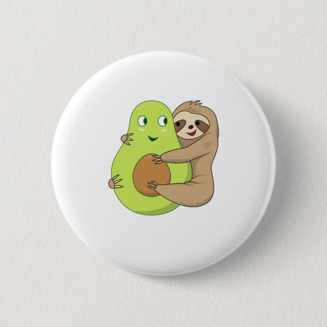 Cute Lazy Sloth Animal Avocado Älskare Gift Huggin Knapp (Framsida)