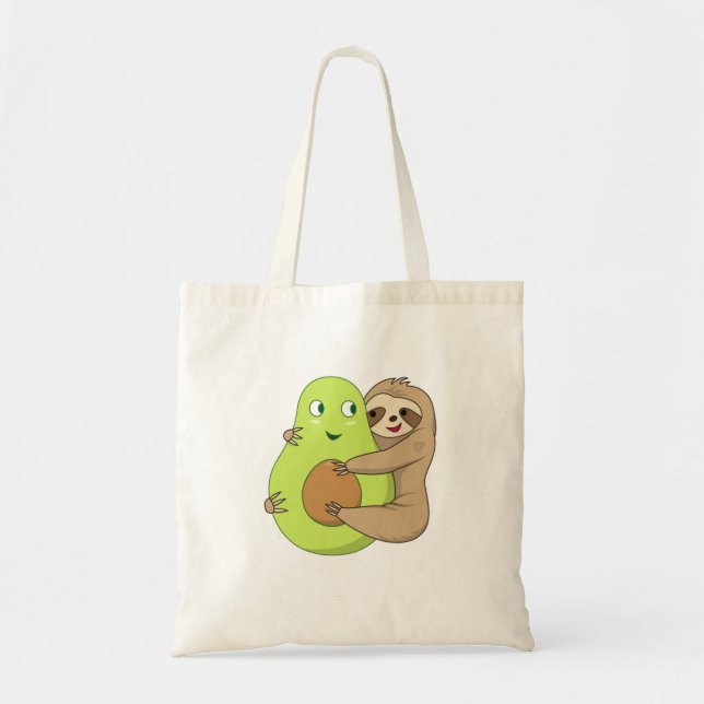 Cute Lazy Sloth Animal Avocado Älskare Gift Huggin Tygkasse (Framsidan)