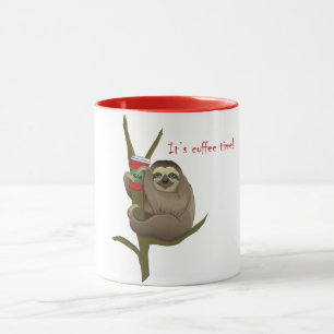 Cute Lazy Sloth Det är kaffetid Mugg