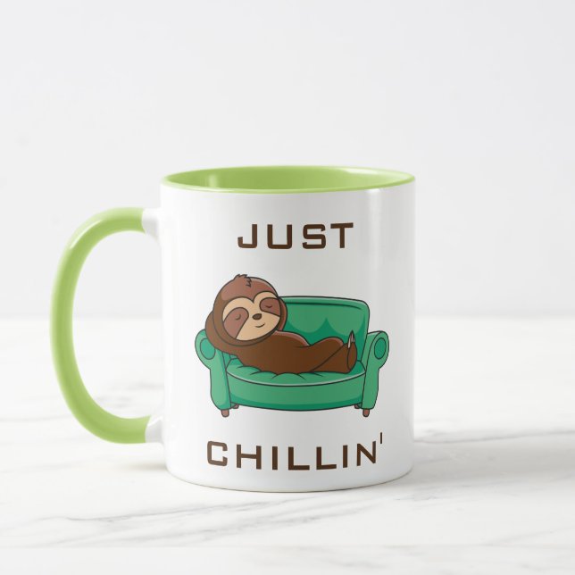 Cute Lazy Sloth Funny Just Chillin Mugg (Vänster)