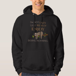 Cute Lazy Sloth Hanging on Träd Funny Text Hoodie