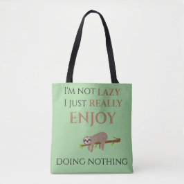 Cute Lazy Sloth Hanging on Träd Funny Text Tygkasse