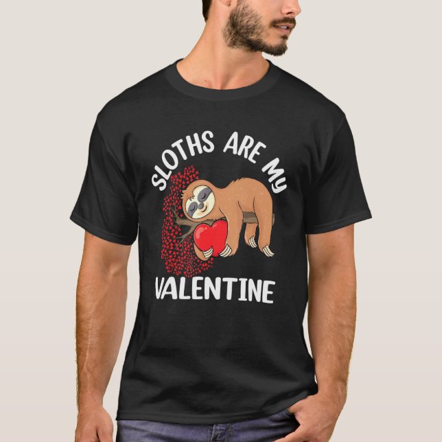 Cute Lazy Sloth Holding Heart Kärlek Sloth Valenti T Shirt (Framsida)