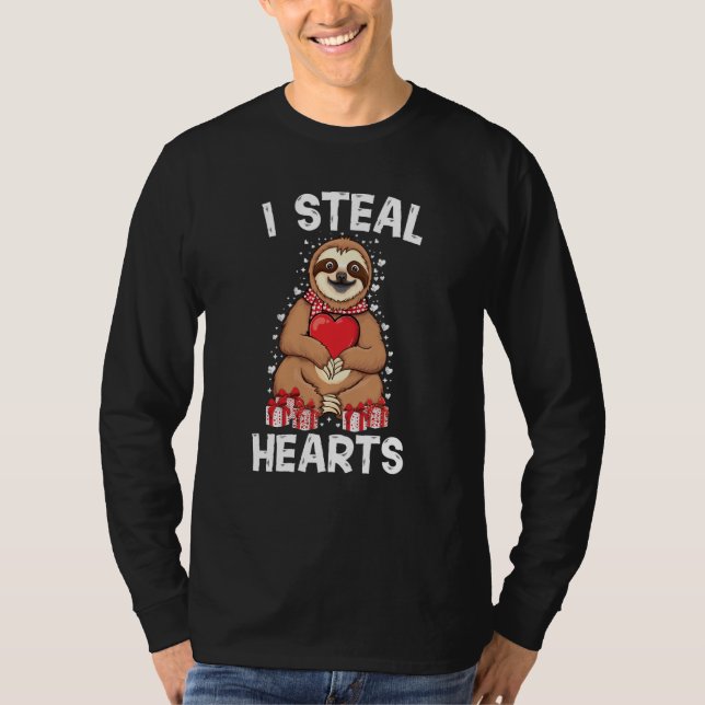 Cute lazy sloth holding heart love sloth valentine t shirt (Framsida)