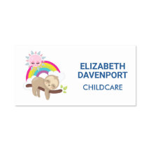 Cute Lazy Sloth med Sol och regnbåge