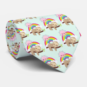 Cute Lazy Sloth med Sol & Rainbow Mönster Slips