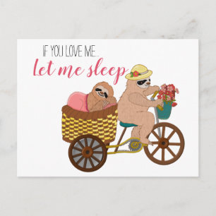 Cute Lazy Sloth Tecknad Om du Kärlek mig låt sov Vykort