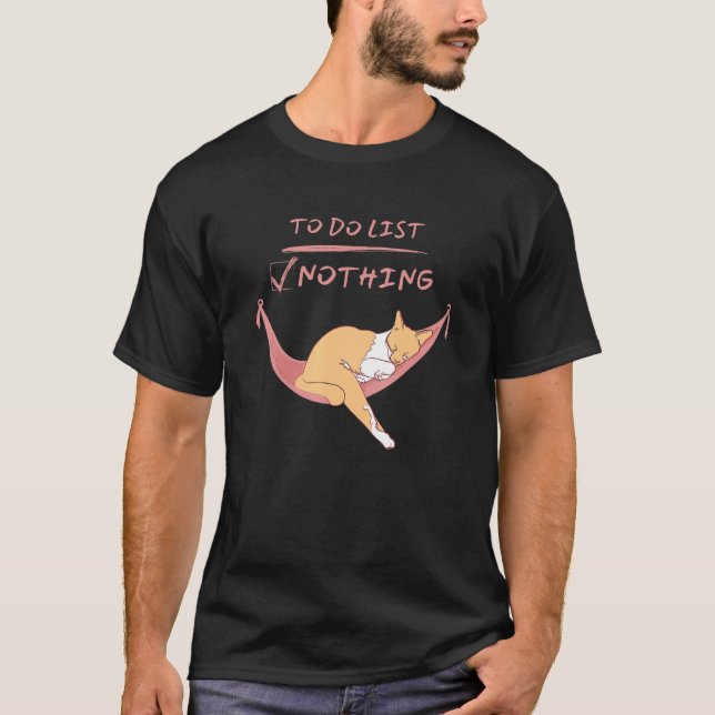Cute Lazy Spipande Kattunge som sover på en Hammoc T Shirt (Framsida)