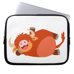 Cute Lazy Tecknad Highland Cow Laptop sleeve