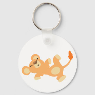 Cute Lazy Tecknad Lioness Nyckelring
