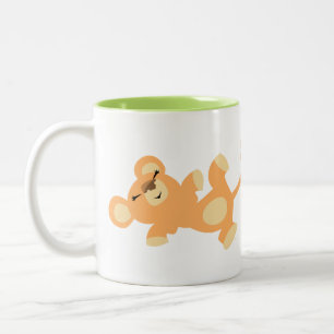 Cute Lazy Tecknad Lioness Två-Tonad Mugg