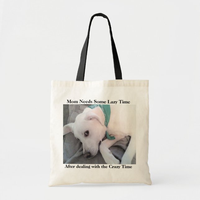 Cute Lazy White Labrador Retriever Mix Hund Mamma Tygkasse (Framsidan)