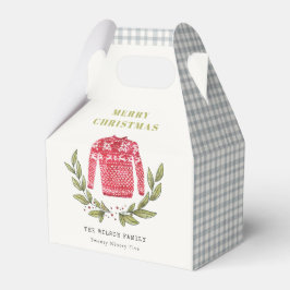 Cute Leafy Red Grönt Ugly Sweater jul Vinter Presentaskar