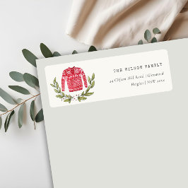 Cute Leafy Winter Ugly Sweater jul Adress Returadress Etikett