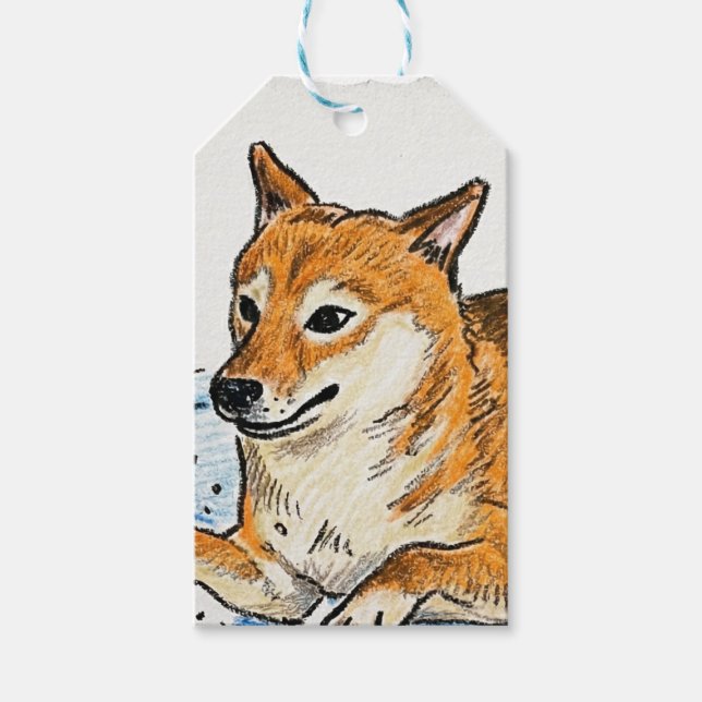 Cute "Leap Into Love" Shiba Inu Valentine's Day  Presentetikett (Framsidan)